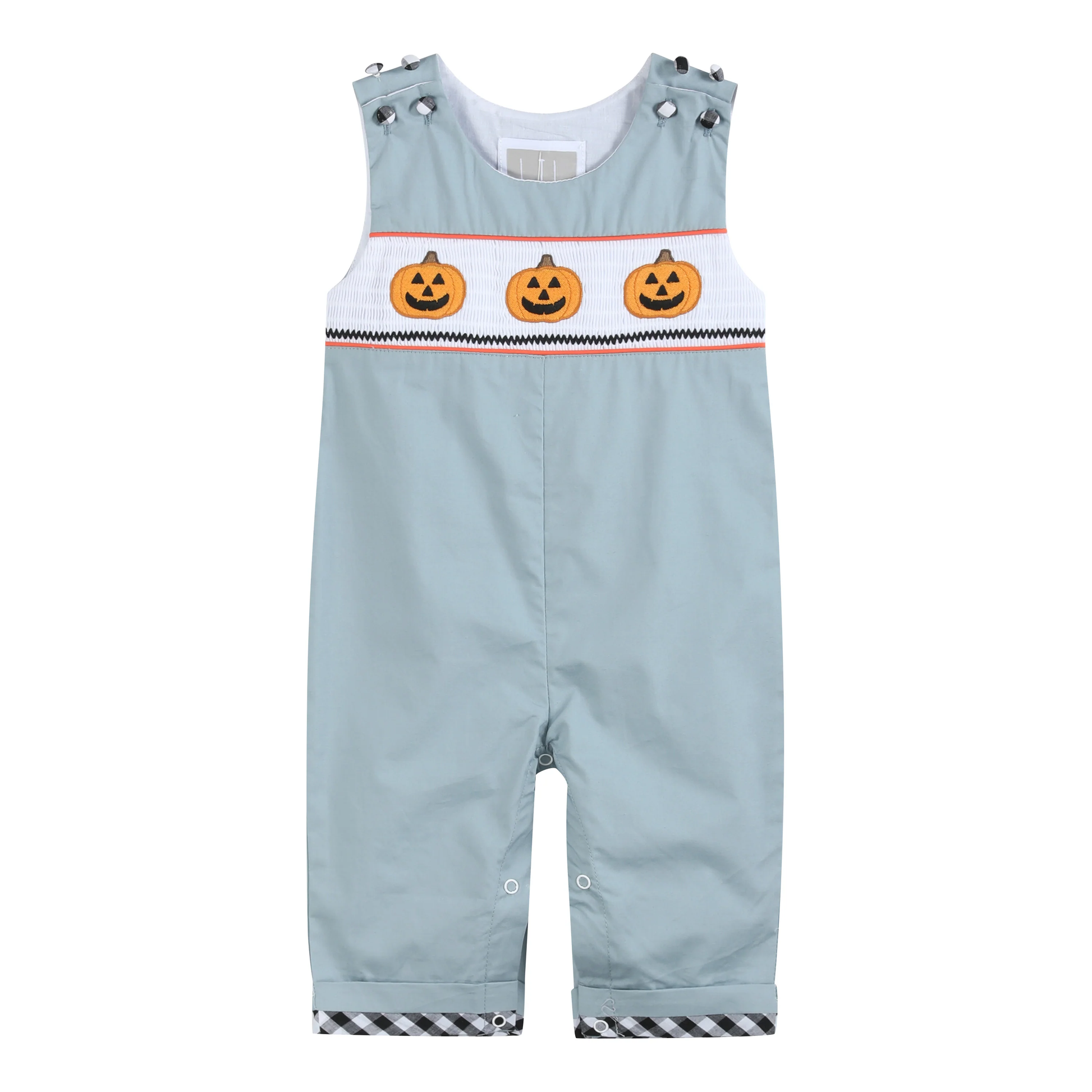 Gray Halloween Smocked Overalls - Persnickety Shop