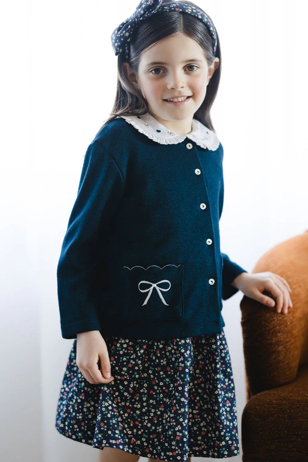 Sal & Pimenta Navy Pocket Bows Cardigan - Persnickety Shop