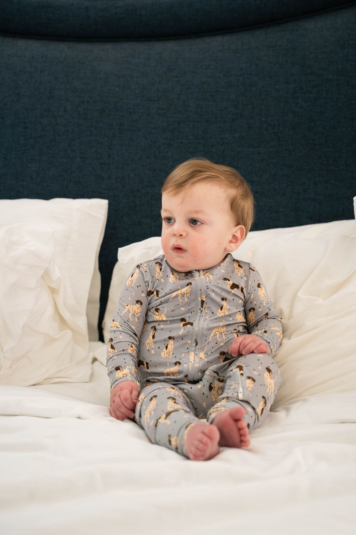 Saltwater Boys BABY ROMPER- BLUE DOGS