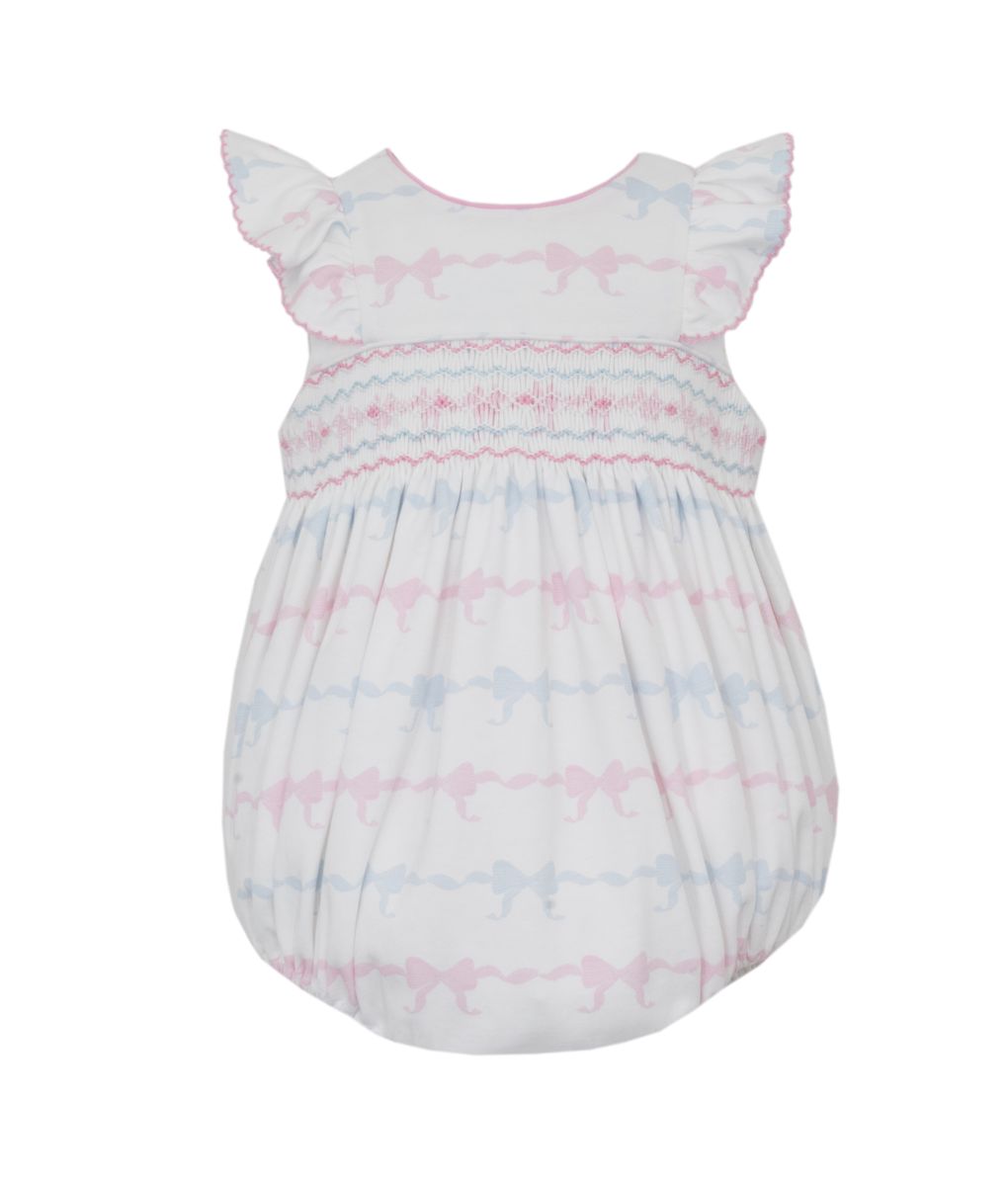 Petit Bebe Smocked PINK & BLUE BOWS - BUBBLE - Persnickety Shop