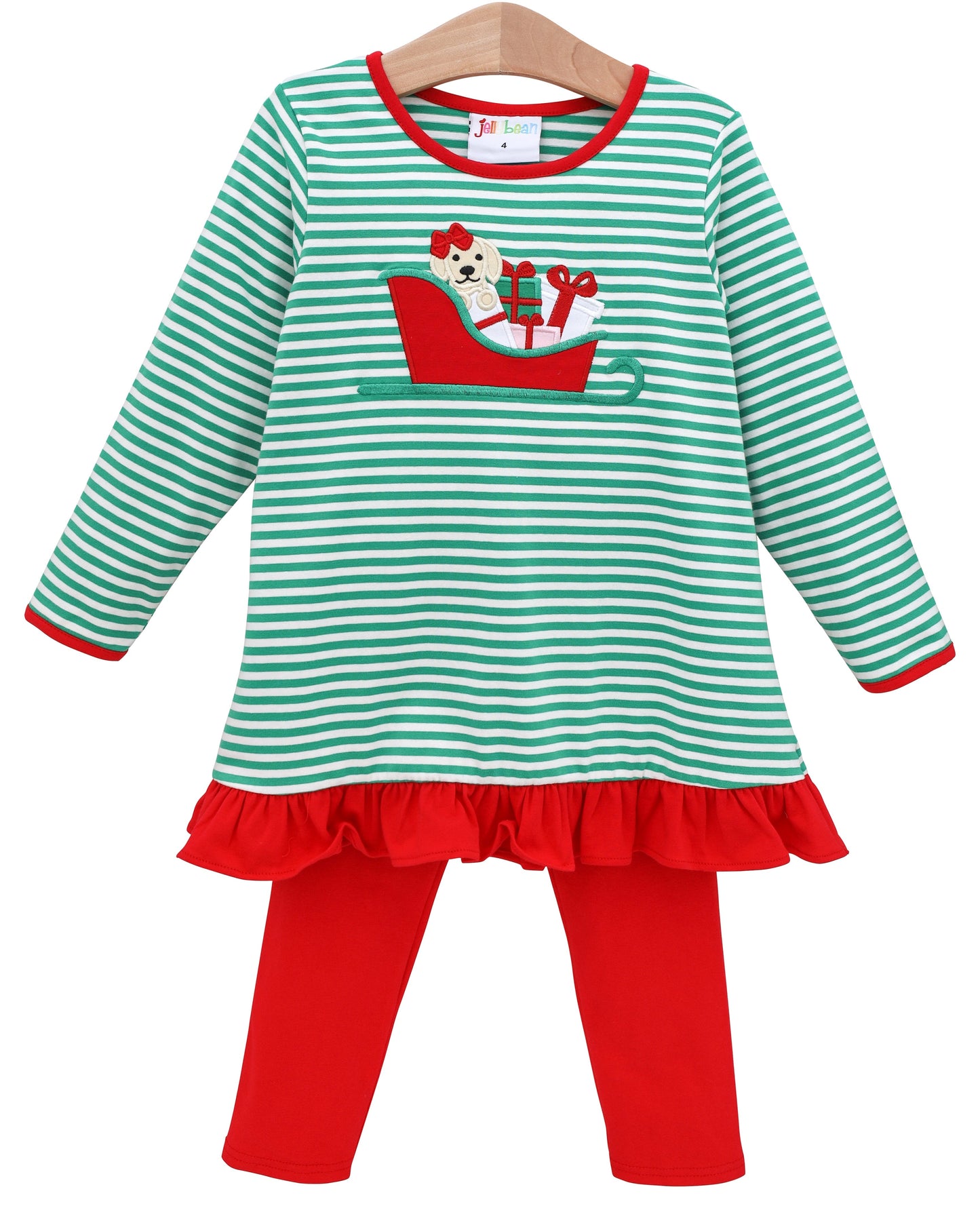 PRE-ORDER | Santa Paws Ruffle Pants Set Jellybean by Smock Candy - Persnickety Shop