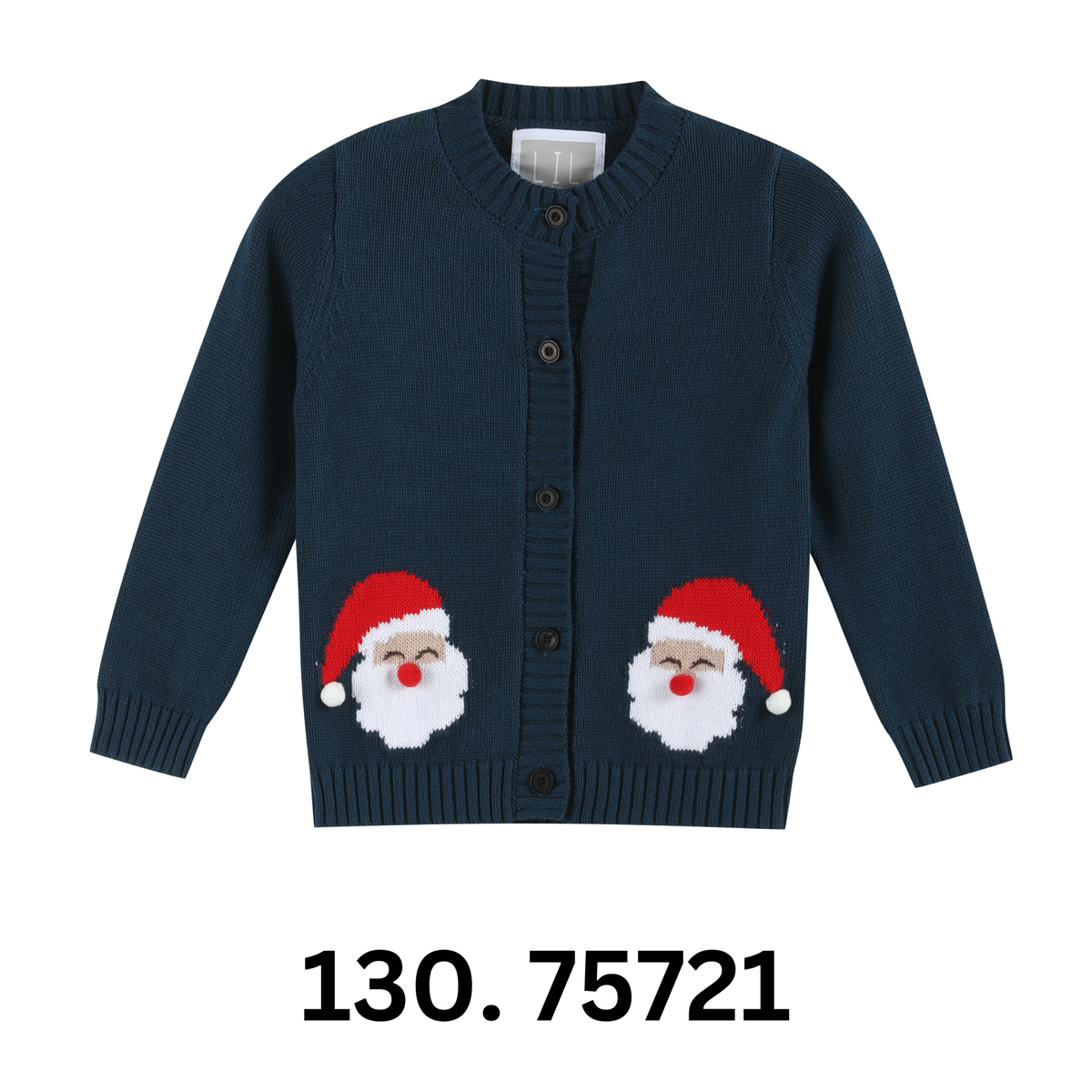 Navy Blue Christmas Santa Knit Cardigan - Persnickety Shop