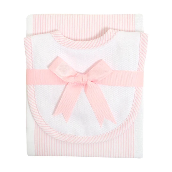 3 Marthas Drooler Bib & Burp Set: Small Pink Check