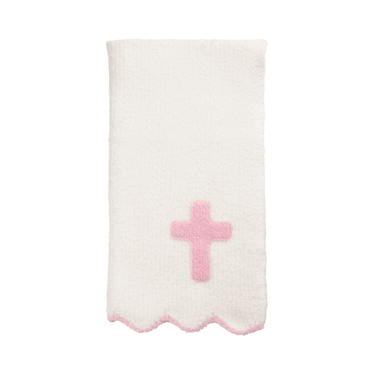 Pink Cross Chenille Baby Blanket - Persnickety Shop