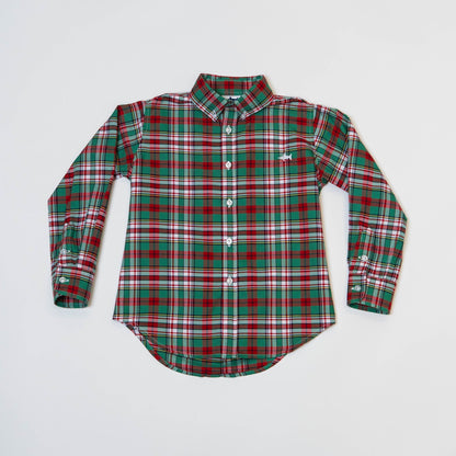 SALTWATER BOYS CARTER OXFORD SHIRT GREEN PLAID