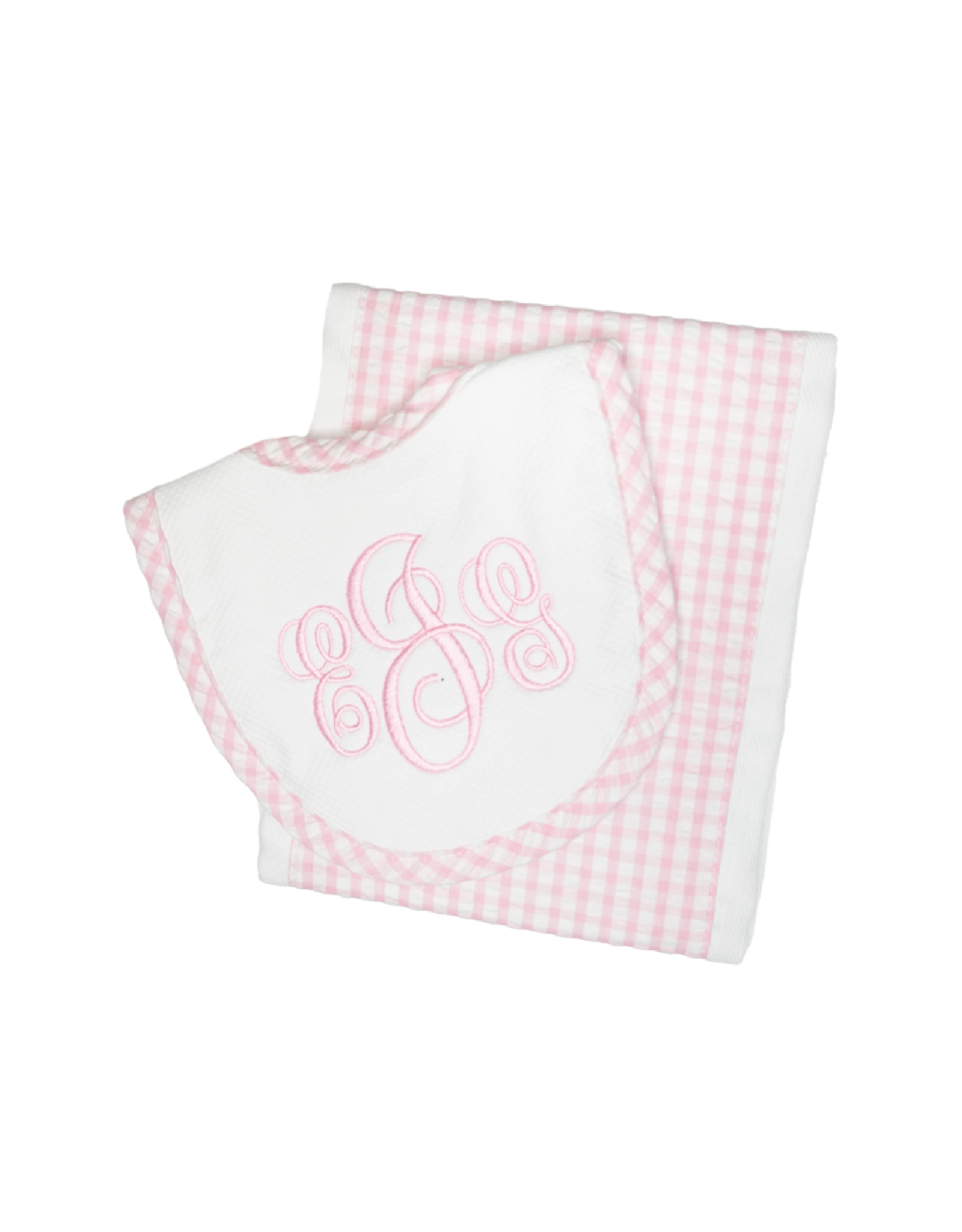 3 Marthas Drooler Bib & Burp Set: Small Pink Check