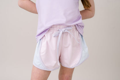 Set Athletics Elise Short - Cotton Candy Pink, Cotton Candy Blue, Petal Purple Ministripe - Persnickety Shop