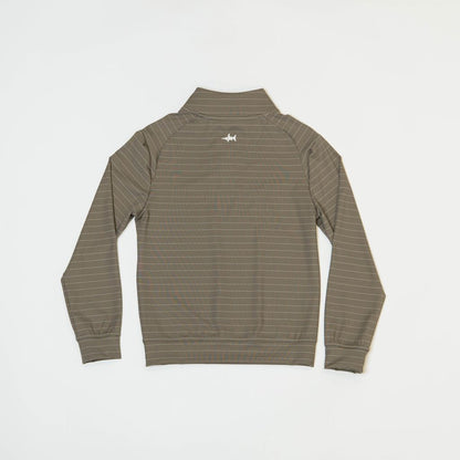 Saltwater Boys Company- COLLINS PERFORMANCE QUARTER ZIP- KHAKI STRIPE