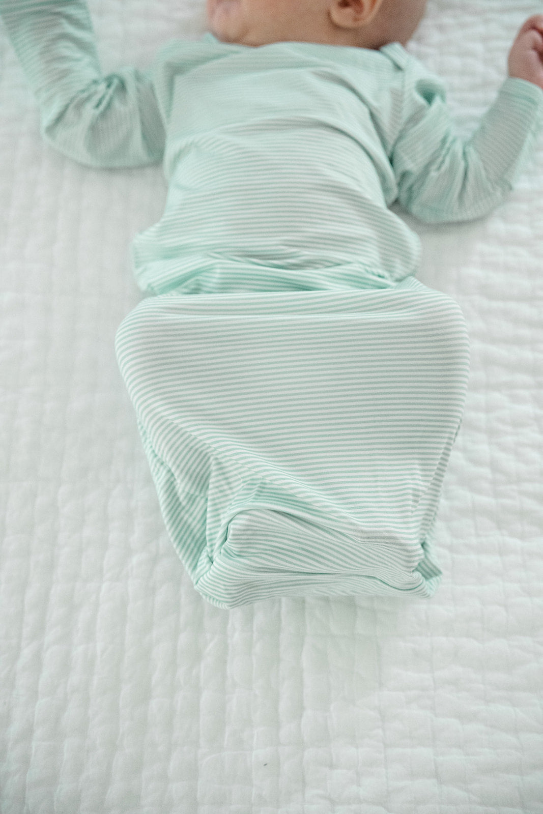 Boys Dusty Blue Mini-Stripe Newborn Gown