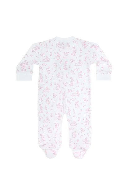 Nellapima Pink Bunny Toile Zipper Footie - Persnickety Shop