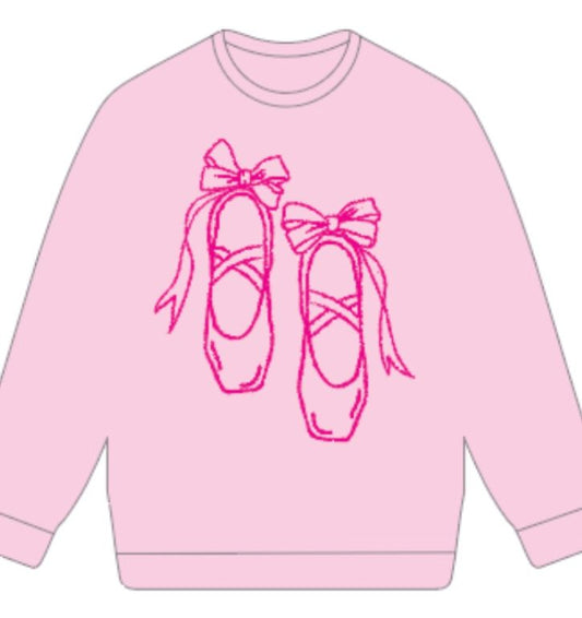 Mustard & Ketchup Kids Light Pink Ballet Slippers Sweatshirt