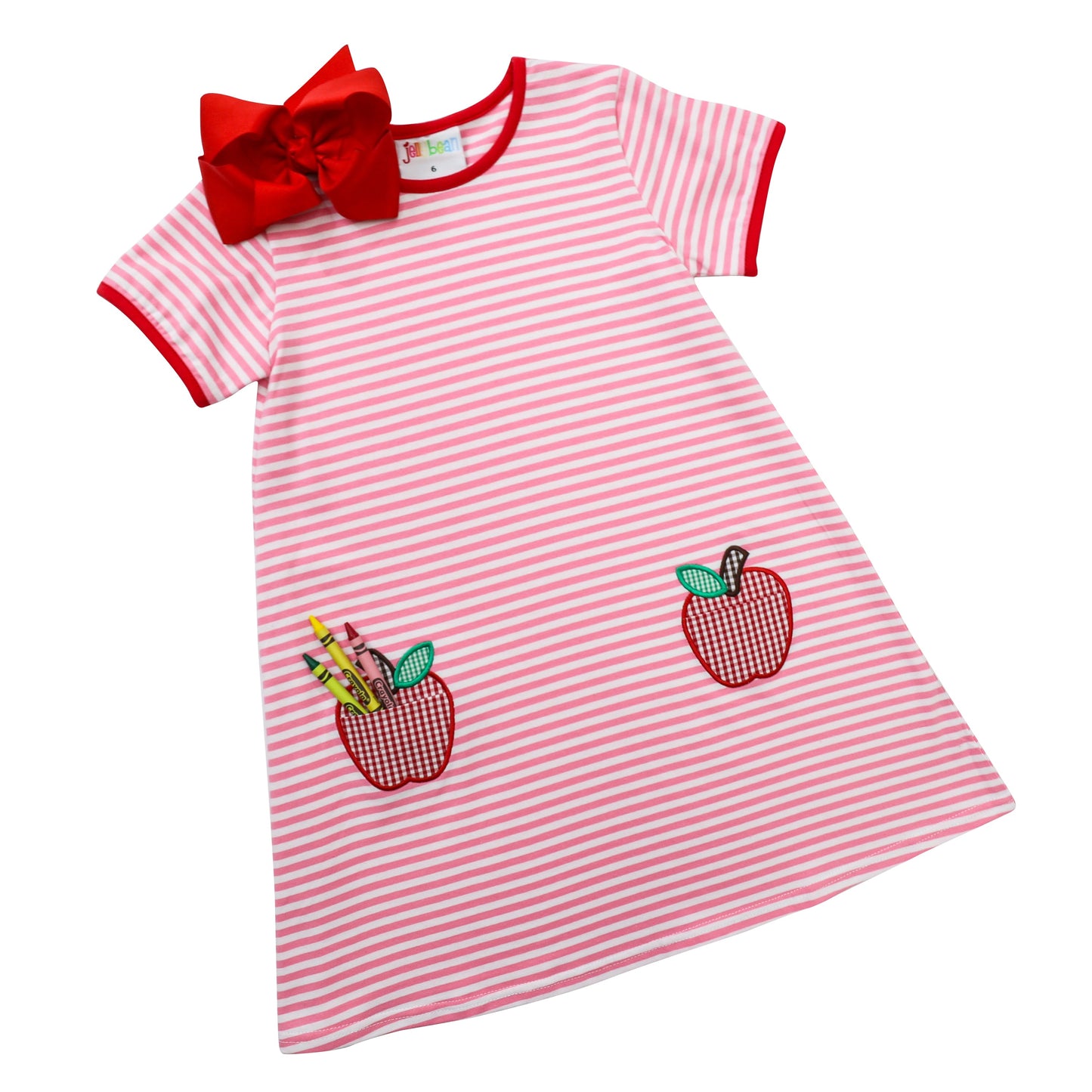 Apple Pocket Applique Dress  by Jellybean Smock Candy - Persnickety Shop