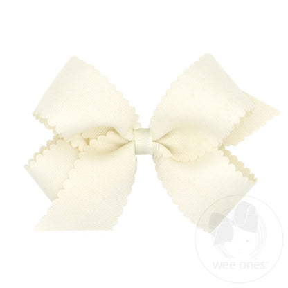 MEDIUM Grosgrain Hair Bow Scalloped Edge OAT
