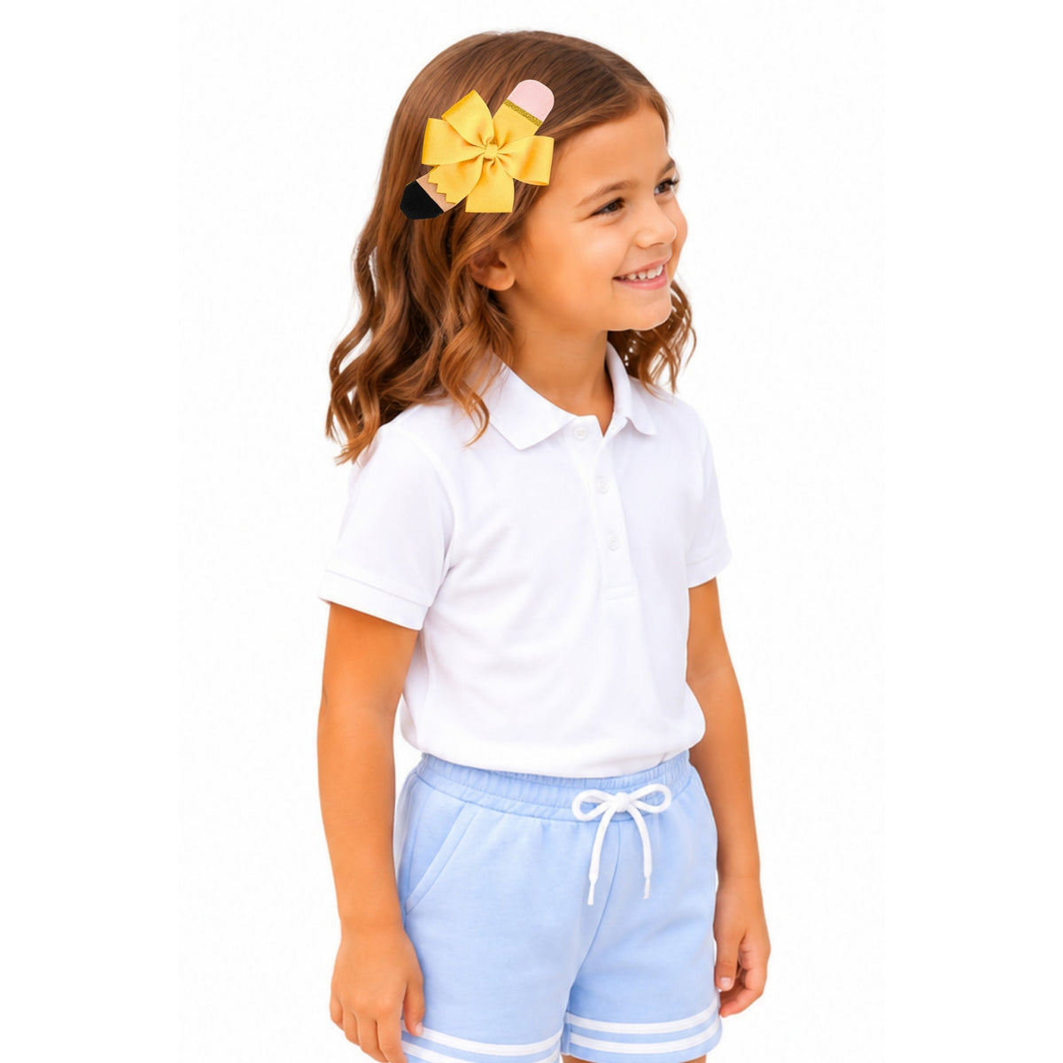Pencil Back-to-School Hair Bow PINK