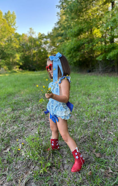 Wee Ones Medium Grosgrain Moonstitch Hair Bowtie with Knot Wrap and Streamer Tails - Persnickety Shop