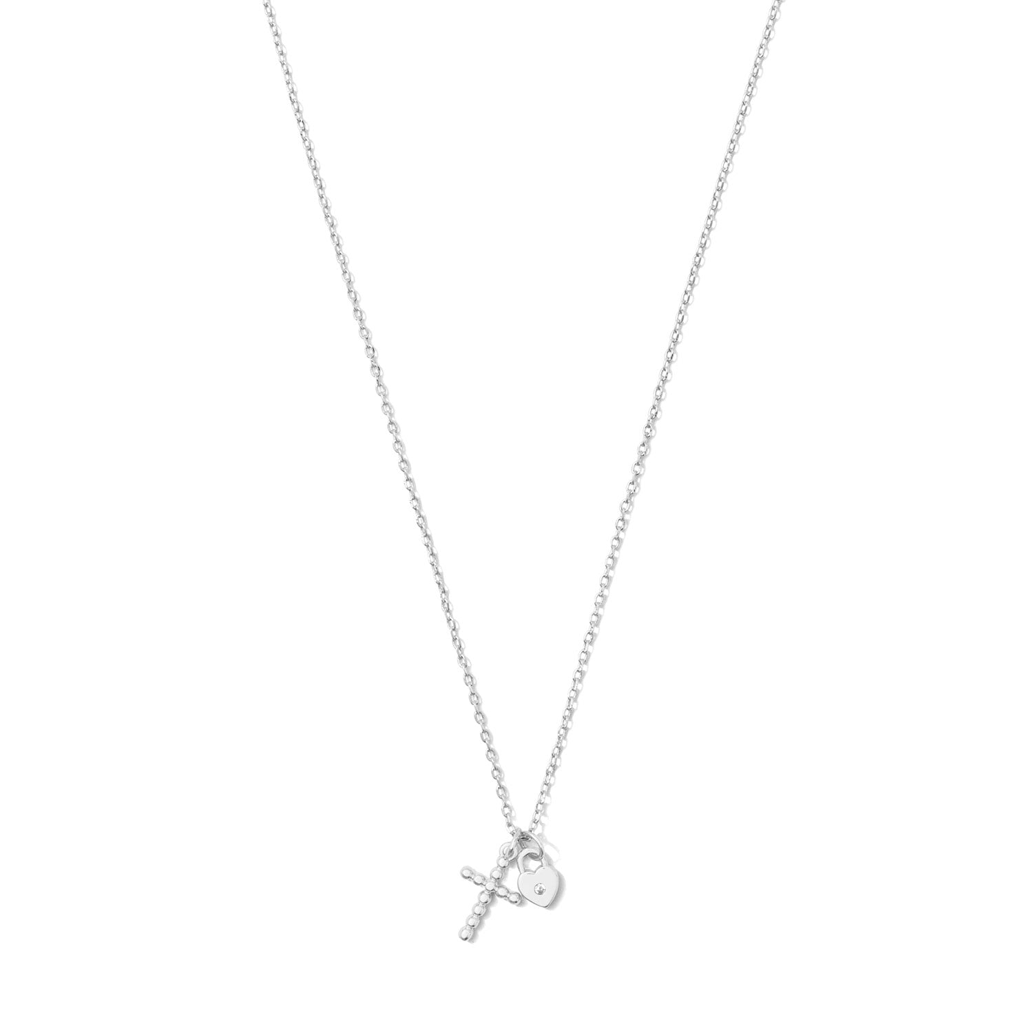 Silver Cross and Heart Pendant Necklace - Persnickety Shop