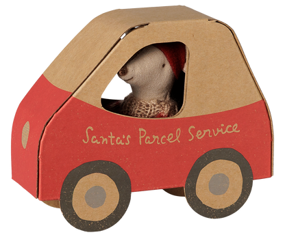 Maileg Christmas mouse, Little sister in car box