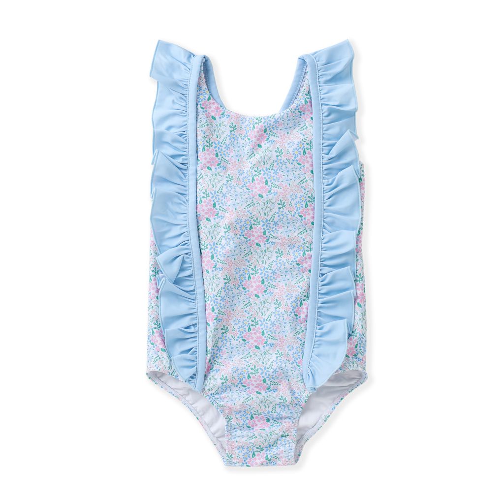 Swoon Blue Ditsy Floral Ruffle Swimsuit - Persnickety Shop