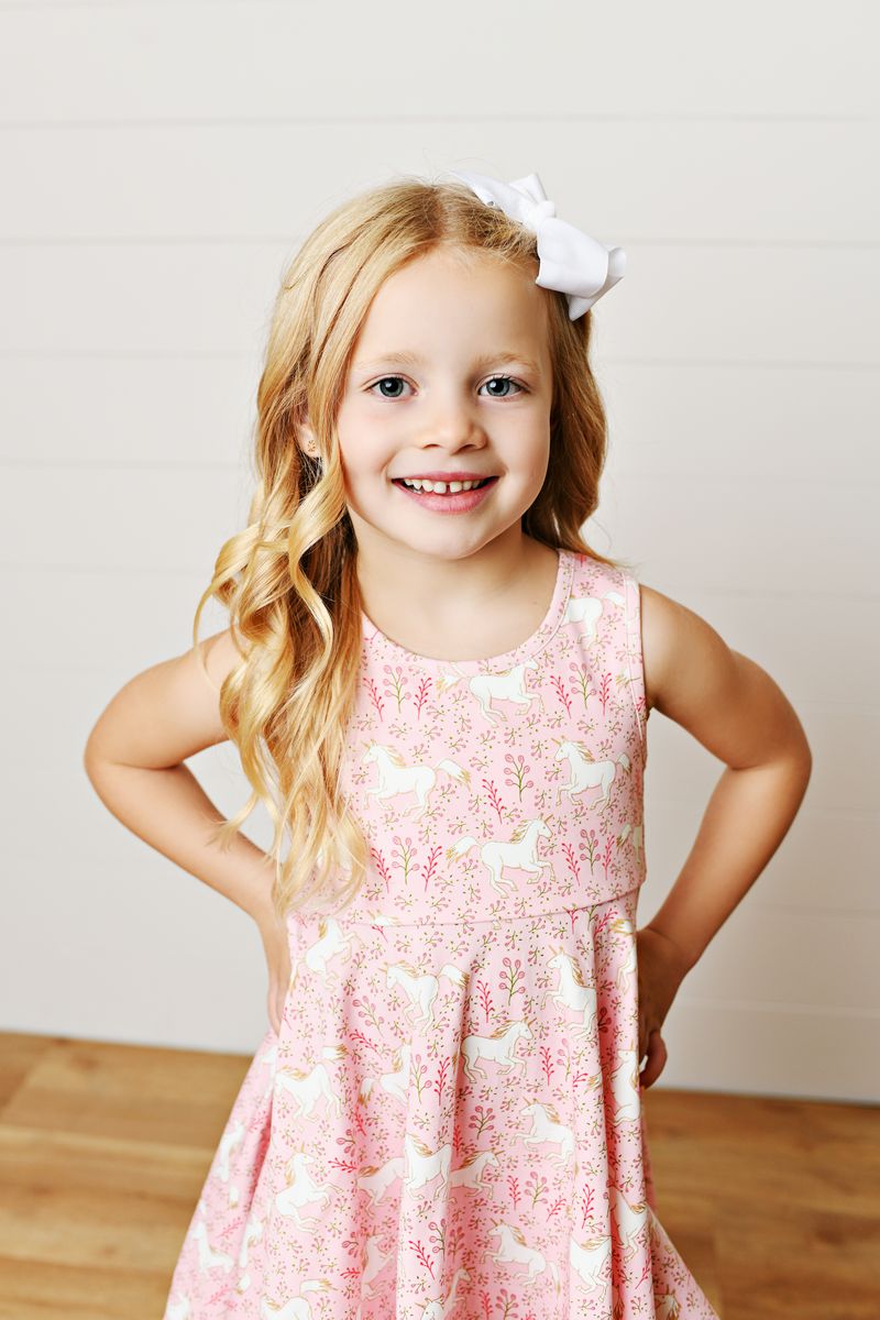 Swoon Pink Unicorn Flair Dress - Persnickety Shop