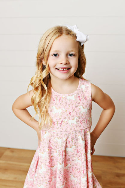 Swoon Pink Unicorn Flair Dress - Persnickety Shop