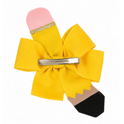 Pencil Back-to-School Hair Bow PINK