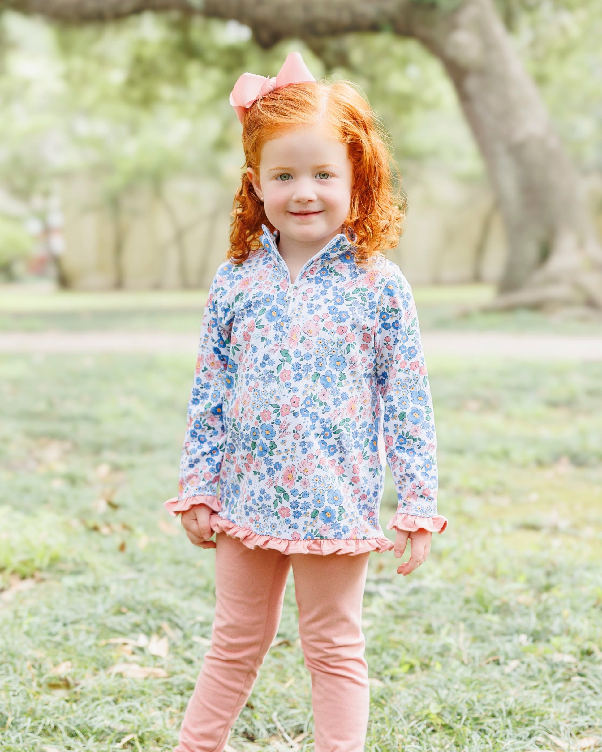 PRE-ORDER | Autumn Blooms Elise Ruffle Pullover Set Jellybean by Smock Candy - Persnickety Shop
