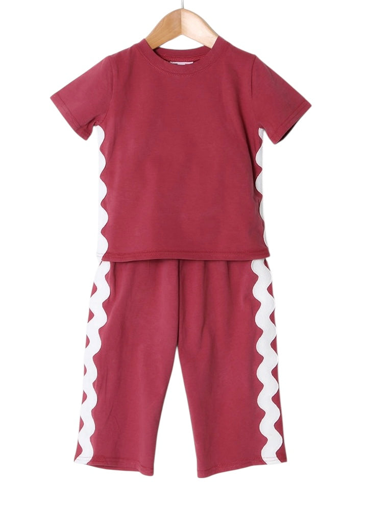 Elena South Carolina  Gamecock Ric Rac Pant Set Garnet