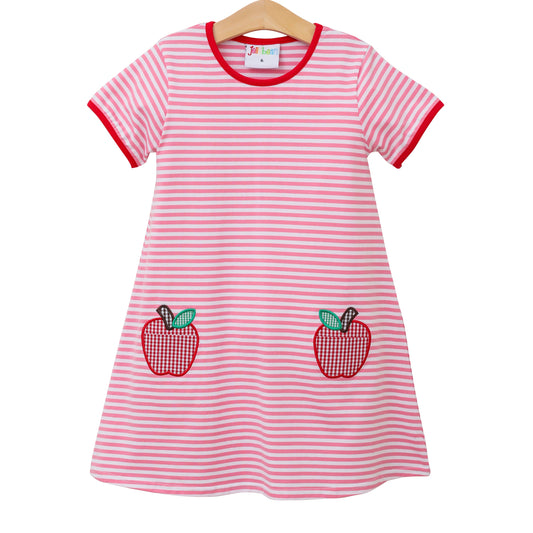 Apple Pocket Applique Dress  by Jellybean Smock Candy - Persnickety Shop