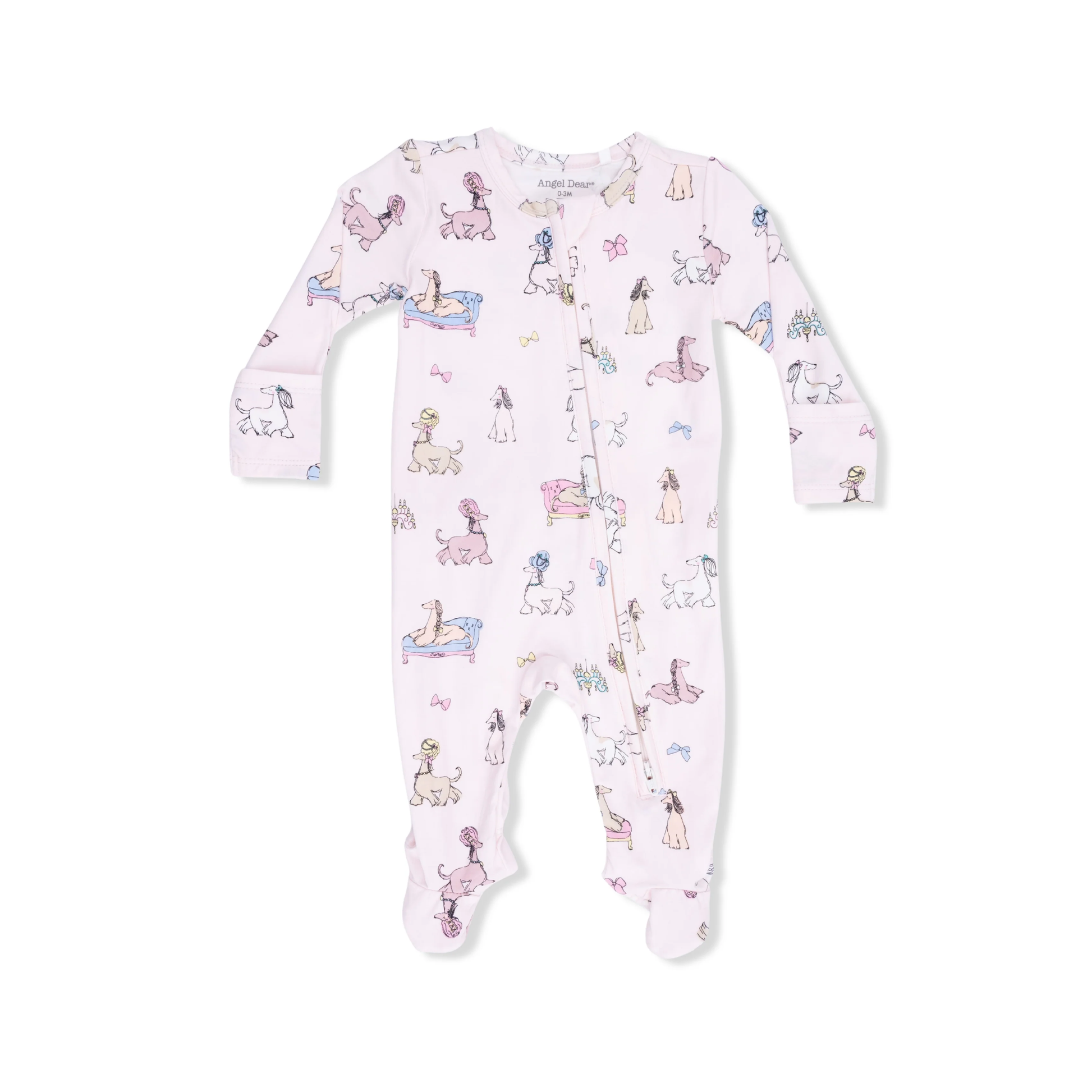 Fancy Hounds with Bows - 2 Way Ruffle Back Zipper Footie - Persnickety Shop