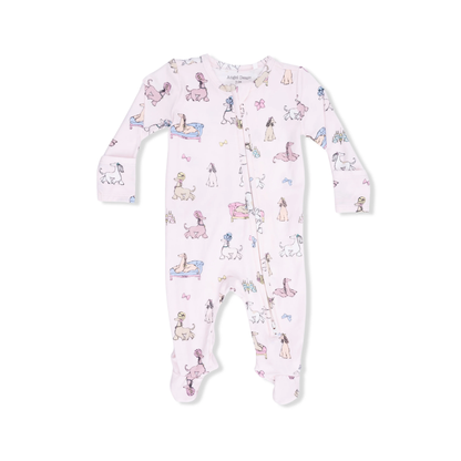 Fancy Hounds with Bows - 2 Way Ruffle Back Zipper Footie - Persnickety Shop