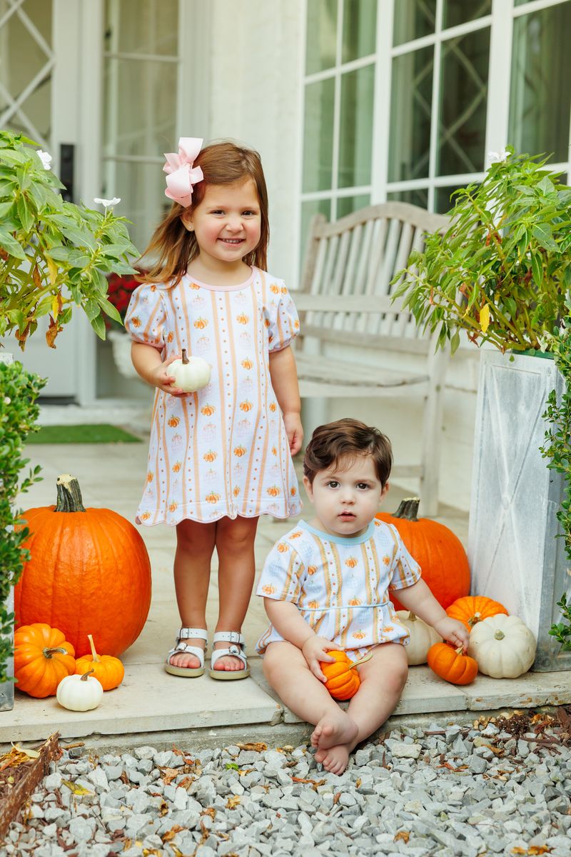 Trotter Street Kids Pumpkin Patch Scalloped Dress