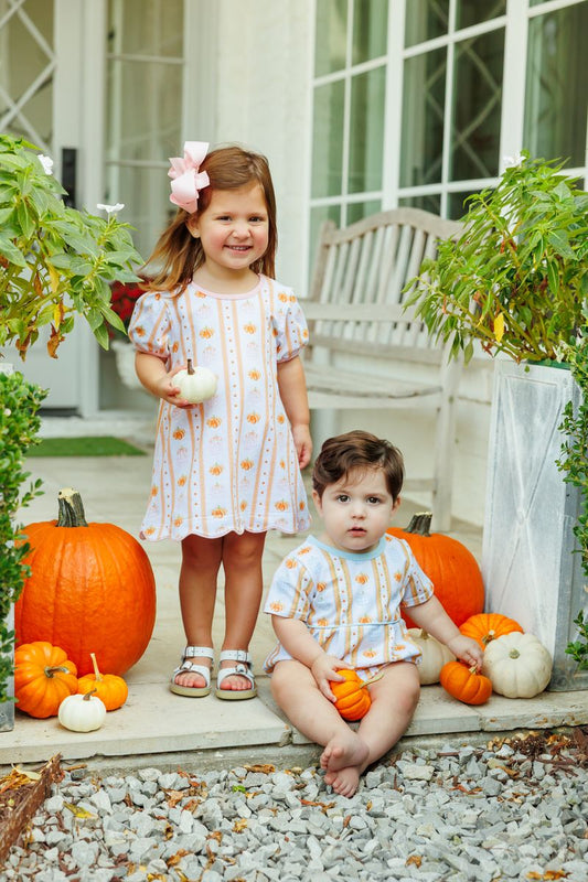 Trotter Street Kids Pumpkin Patch Scalloped Dress