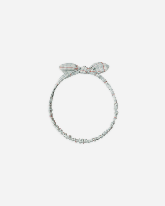 RYLEE + CRU Baby Bow Headband Light Blue Plaid - Persnickety Shop