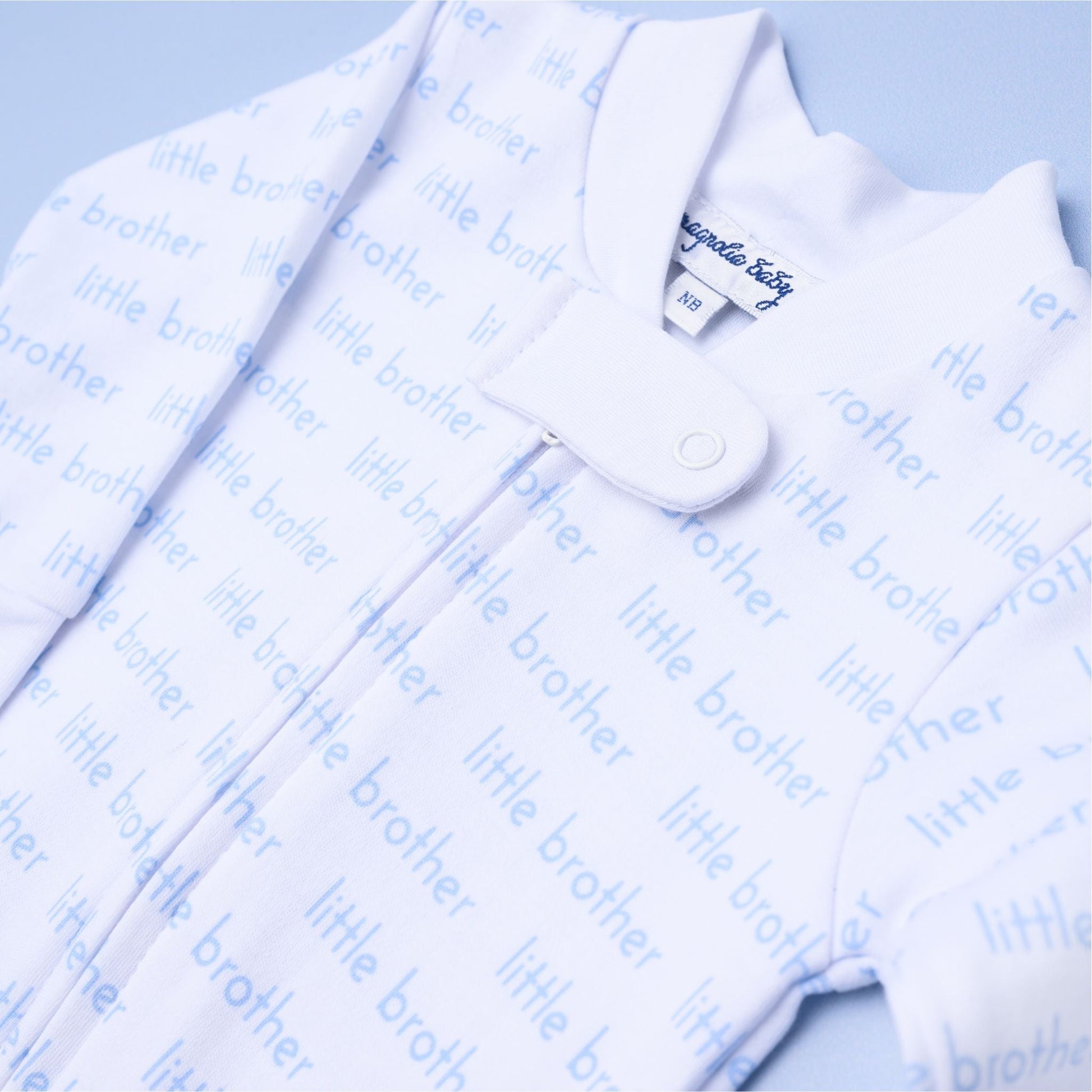Magolia Baby Little Brother Print Zip Footie - Persnickety Shop