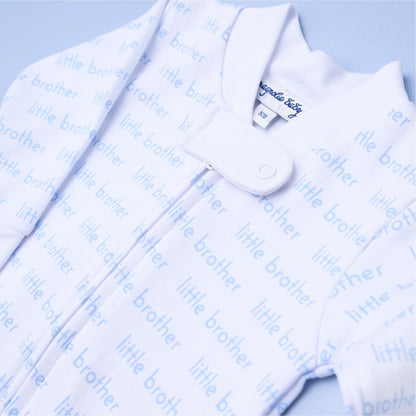 Magolia Baby Little Brother Print Zip Footie - Persnickety Shop
