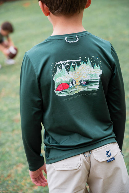 PRODOH Kid's Long Sleeve Pro Performance T-Shirt in Camping Green