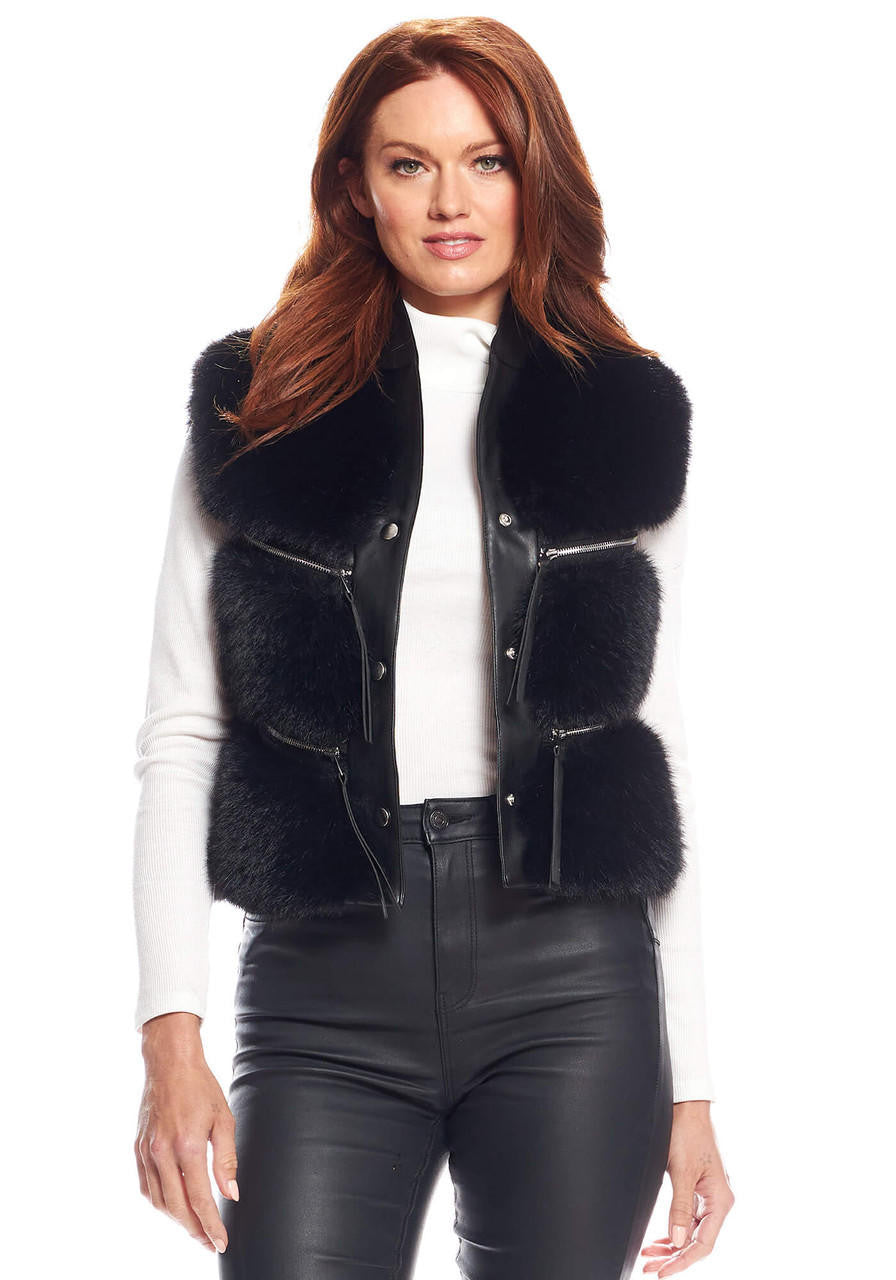 Black Fox Faux Fur La Moda Vest - Persnickety Shop