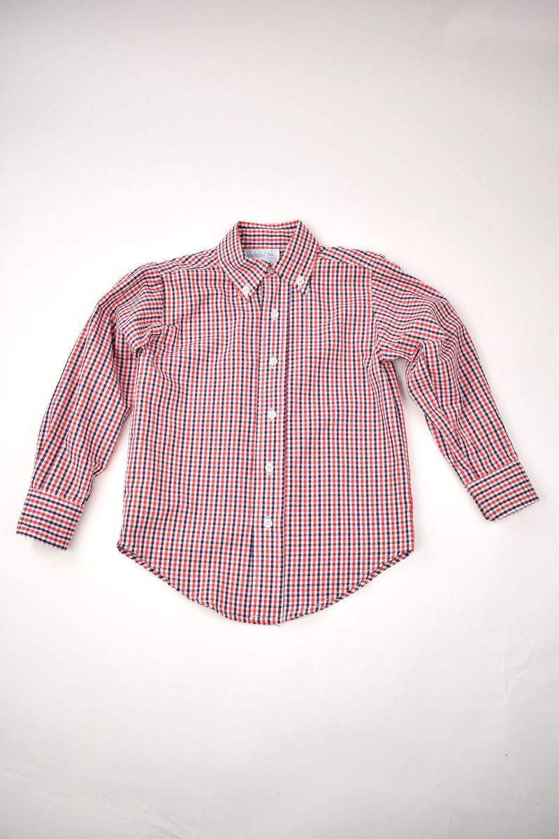 Red and Navy Button Down Shirt - Funtasia Too - Persnickety Shop