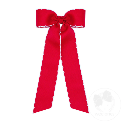 Wee Ones Medium Red Grosgrain Moonstitch Hair Bowtie with Knot Wrap and Streamer Tails (Copy) - Persnickety Shop