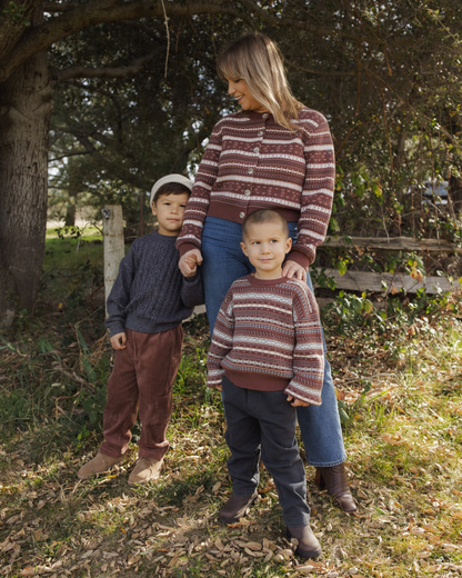 RYLEE + CRU ASPEN SWEATER MULBERRY MULTI-STRIPE