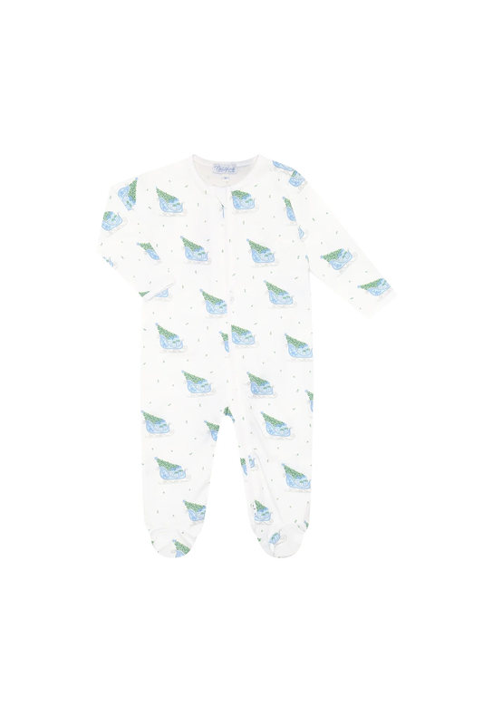 Nellapima Blue Merry Sleighs Zipper Footie - Persnickety Shop