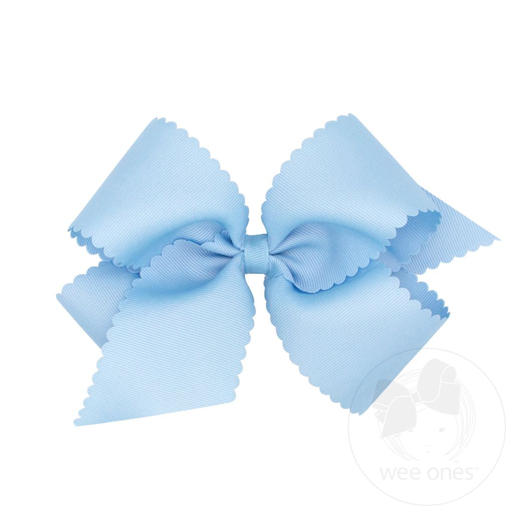 Wee Ones King MILLENNIUM BLUE Grosgrain Hair Bow Scalloped Edge - Persnickety Shop