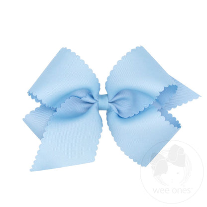 Wee Ones King MILLENNIUM BLUE Grosgrain Hair Bow Scalloped Edge - Persnickety Shop