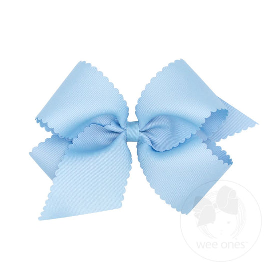 Wee Ones King MILLENNIUM BLUE Grosgrain Hair Bow Scalloped Edge - Persnickety Shop