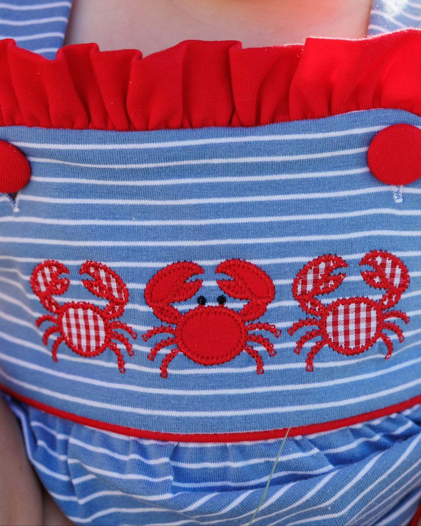 Jellybean Girl Coastal Crabs Ruffle Sunsuit - Persnickety Shop