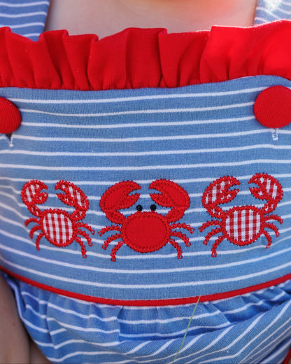 Jellybean Girl Coastal Crabs Ruffle Sunsuit - Persnickety Shop