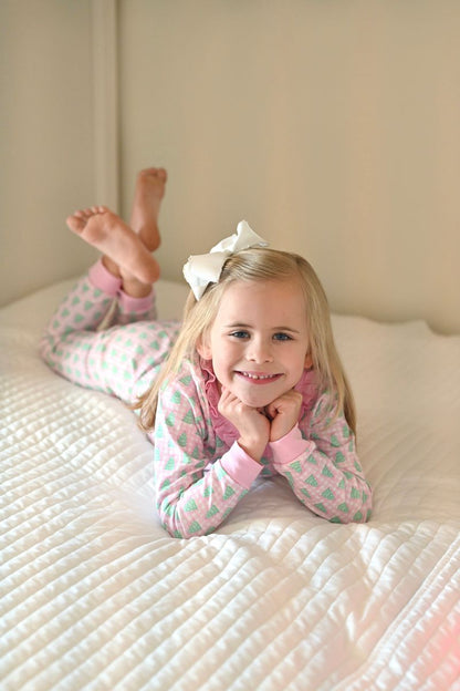James & Lottie – Gingham Christmas Tree Lounge Collection GIRL 2 Piece Jammies - Persnickety Shop