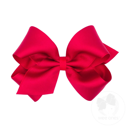 Wee Ones King RED Crepe Satin with Grosgrain Underlay Hair Bow (Copy)