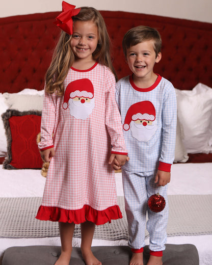 PRE-ORDER |Santa Face Pink Gingham Dress Jellybean by Smock Candy - Persnickety Shop