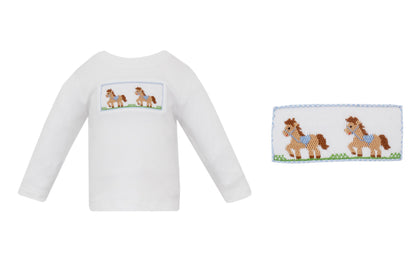 HORSES BOY´S Pant Set - Boy´s white T-shirt Long Sleeve - Persnickety Shop